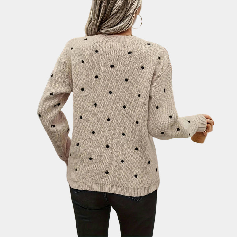 Darielle Polka Dot Knit Sweater – Elegant & Chic