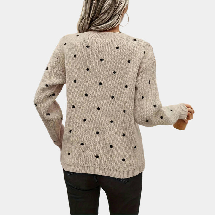 Darielle Polka Dot Knit Sweater – Elegant & Chic