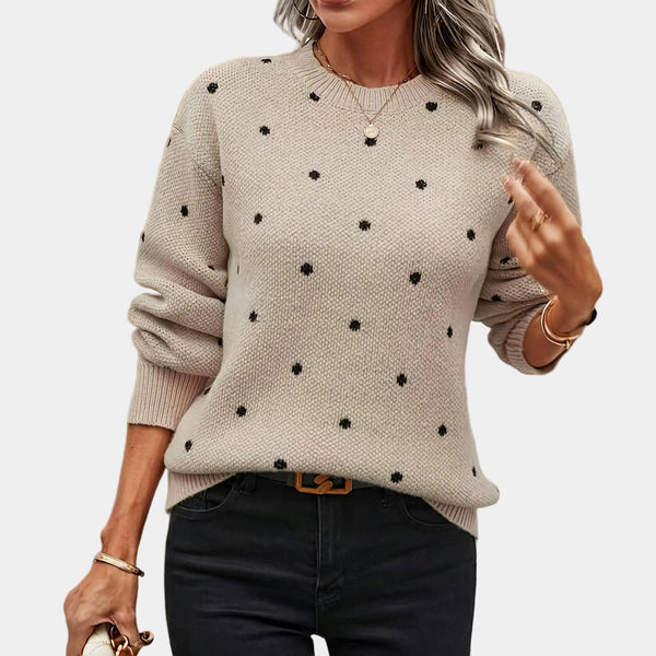 Darielle Polka Dot Knit Sweater – Elegant & Chic