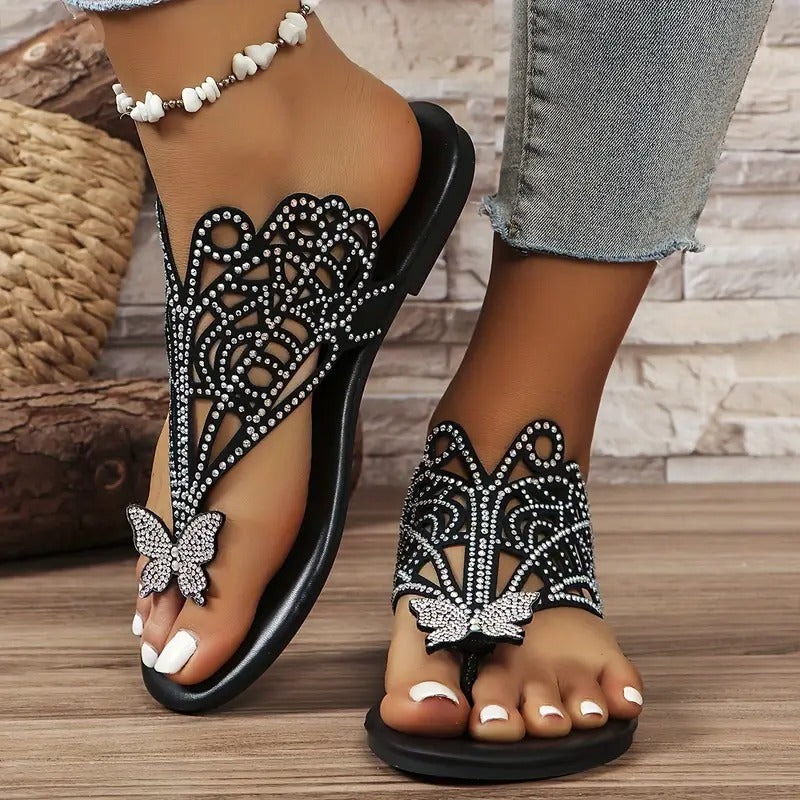 EVELYN | SEQUINED BUTTERFLY SANDALS
