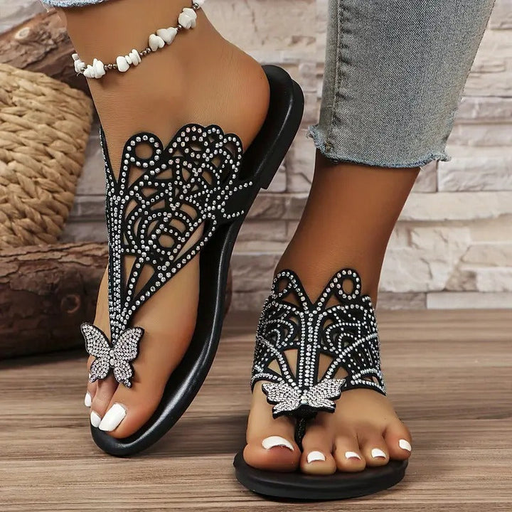 EVELYN | SEQUINED BUTTERFLY SANDALS