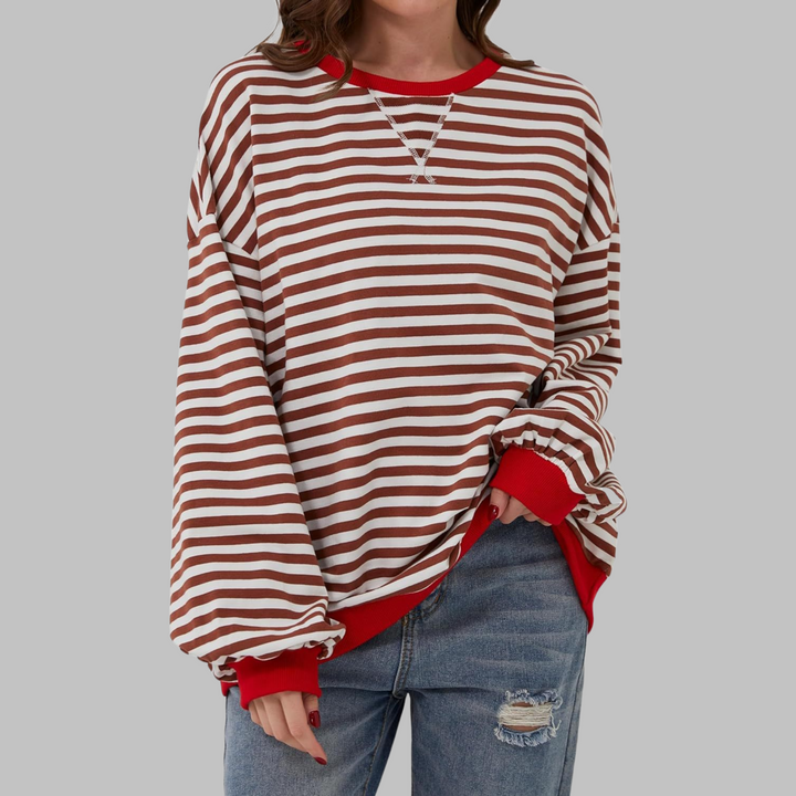 LUKA™ – Striped Long Sleeve Crewneck Sweatshirt for Comfort & Style
