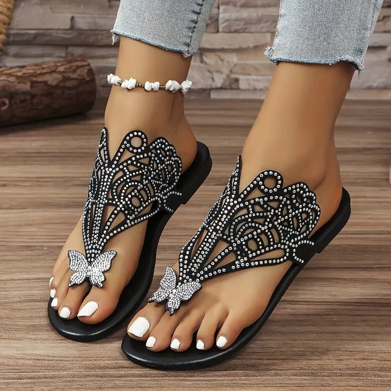 EVELYN | SEQUINED BUTTERFLY SANDALS