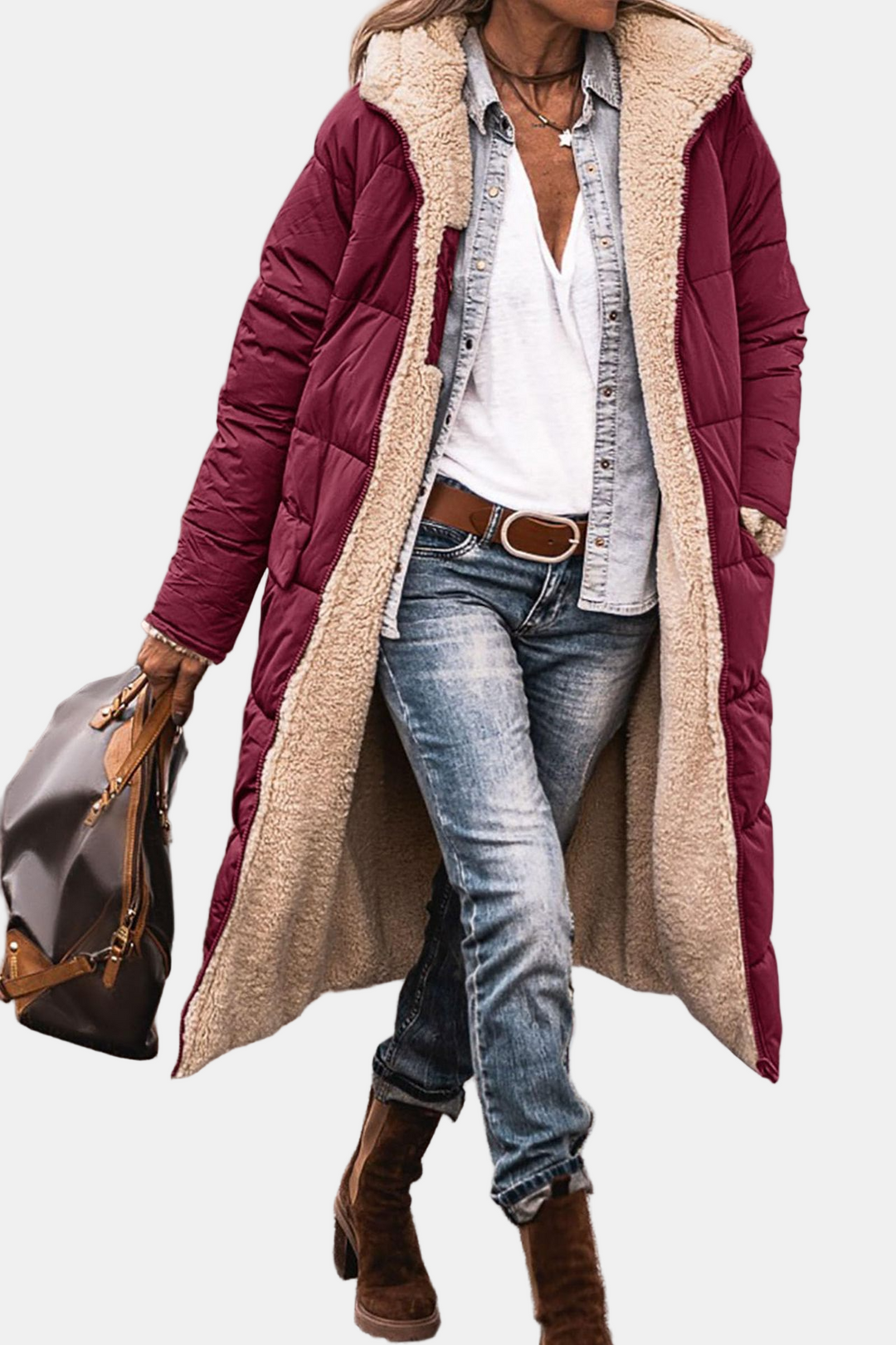 Valeria Reversible Sherpa Coat – Luxurious & Versatile