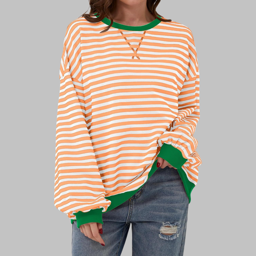 LUKA™ – Striped Long Sleeve Crewneck Sweatshirt for Comfort & Style