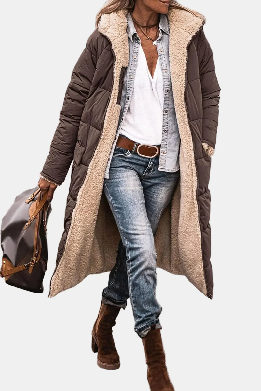 Valeria Reversible Sherpa Coat – Luxurious & Versatile