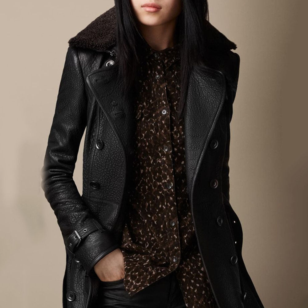 Victoria™ Leather Coat – Luxurious & Chic