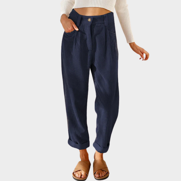 High-Waist Corduroy Pants – Misty Comfort