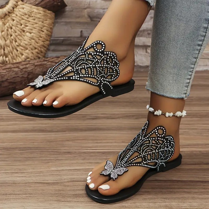 EVELYN | SEQUINED BUTTERFLY SANDALS