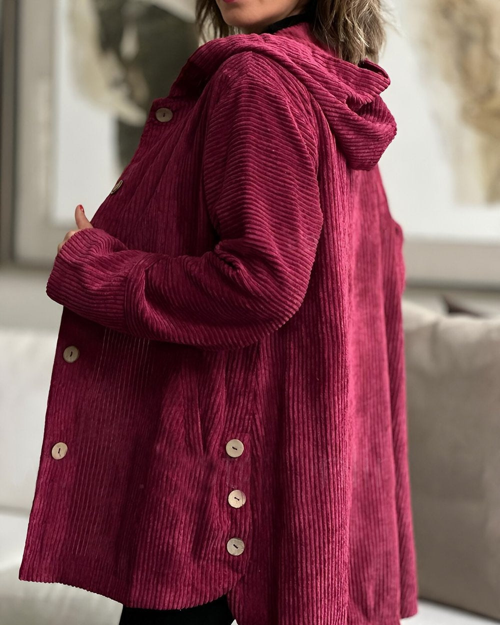 Clara | Cozy Corduroy Hooded Jacket
