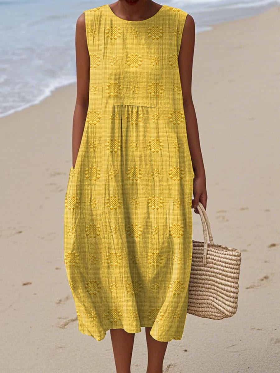 AIZA | COMFORTABLE SLEEVELESS POCKET DRESS