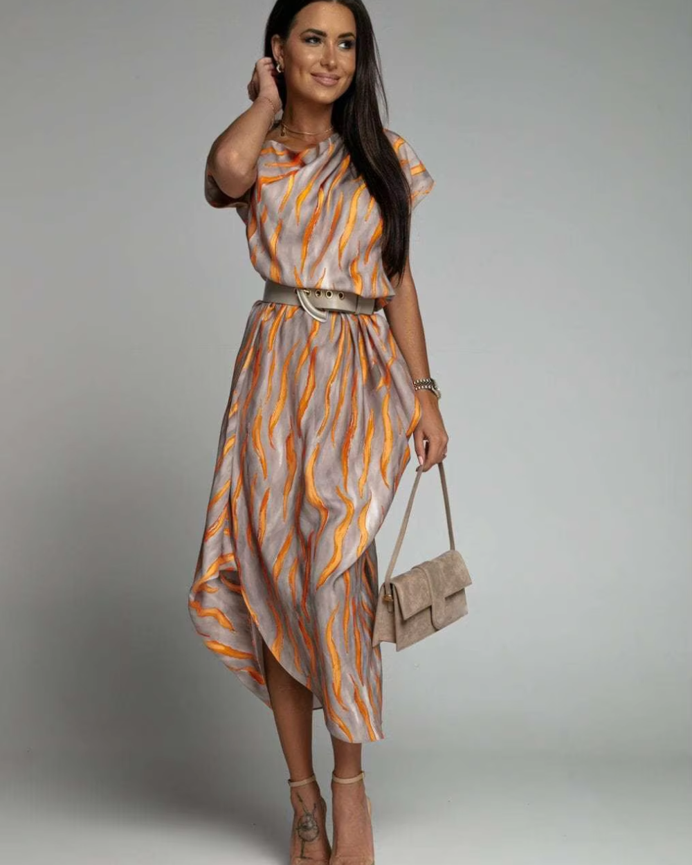 CHARMIE | ASYMMETRICAL SATIN DRESS