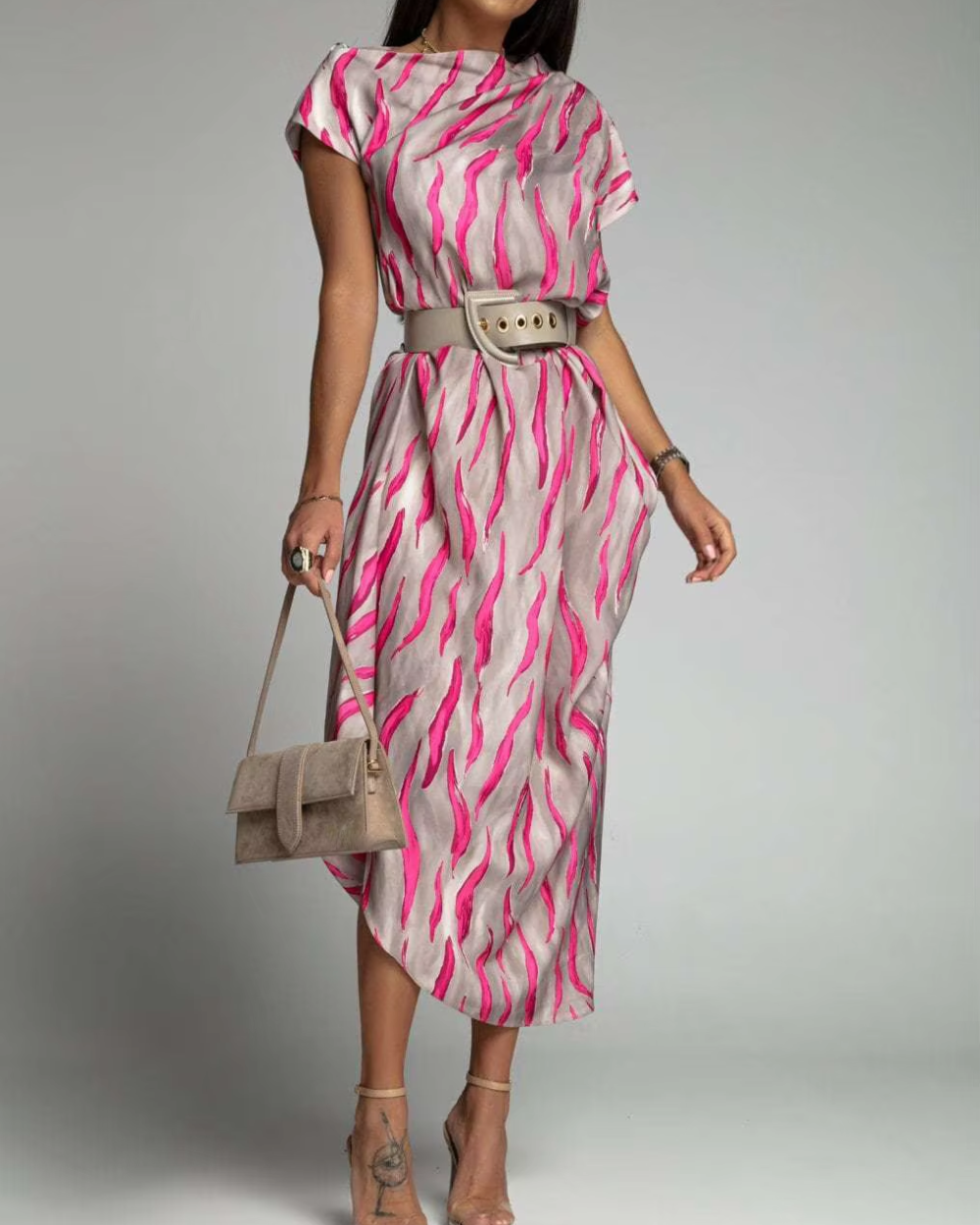 CHARMIE | ASYMMETRICAL SATIN DRESS