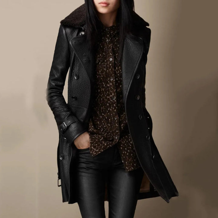 Victoria™ Leather Coat – Luxurious & Chic