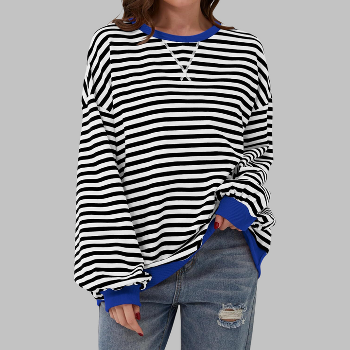 LUKA™ – Striped Long Sleeve Crewneck Sweatshirt for Comfort & Style