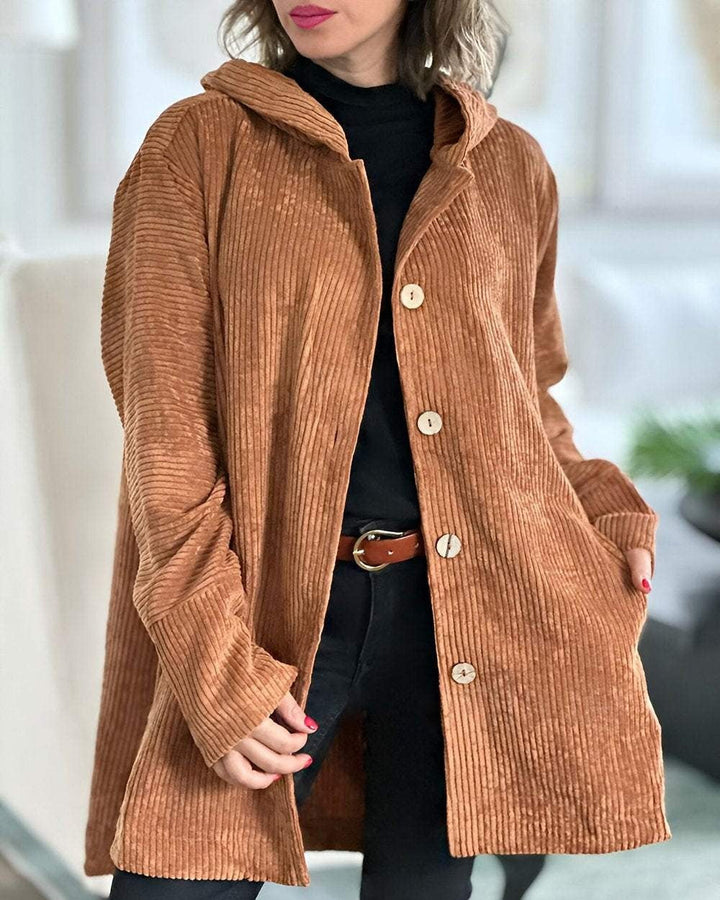 Clara | Cozy Corduroy Hooded Jacket