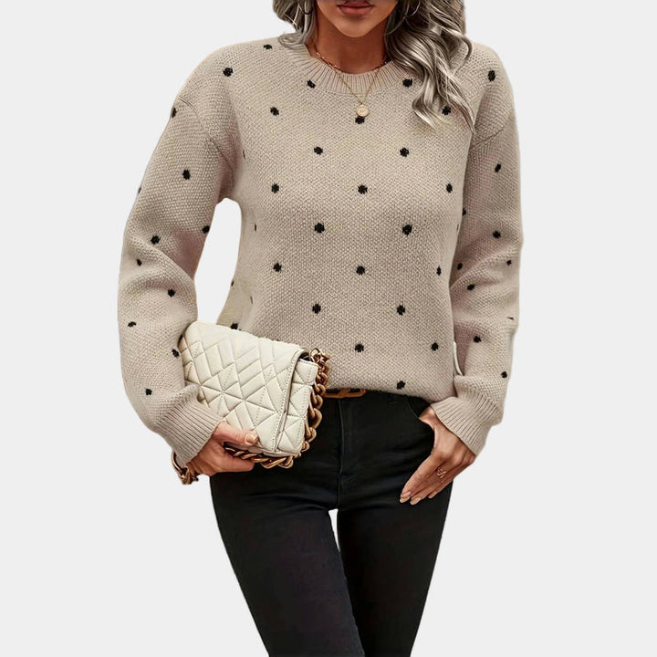 Darielle Polka Dot Knit Sweater – Elegant & Chic