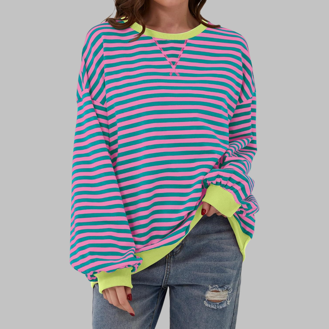 LUKA™ – Striped Long Sleeve Crewneck Sweatshirt for Comfort & Style