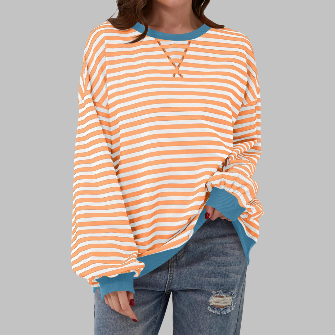 LUKA™ – Striped Long Sleeve Crewneck Sweatshirt for Comfort & Style