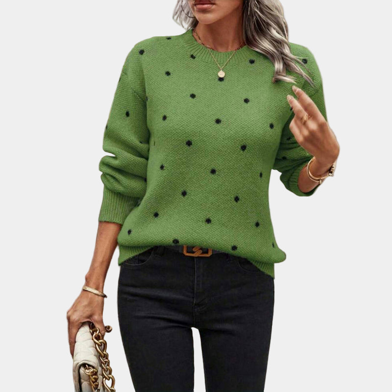 Darielle Polka Dot Knit Sweater – Elegant & Chic