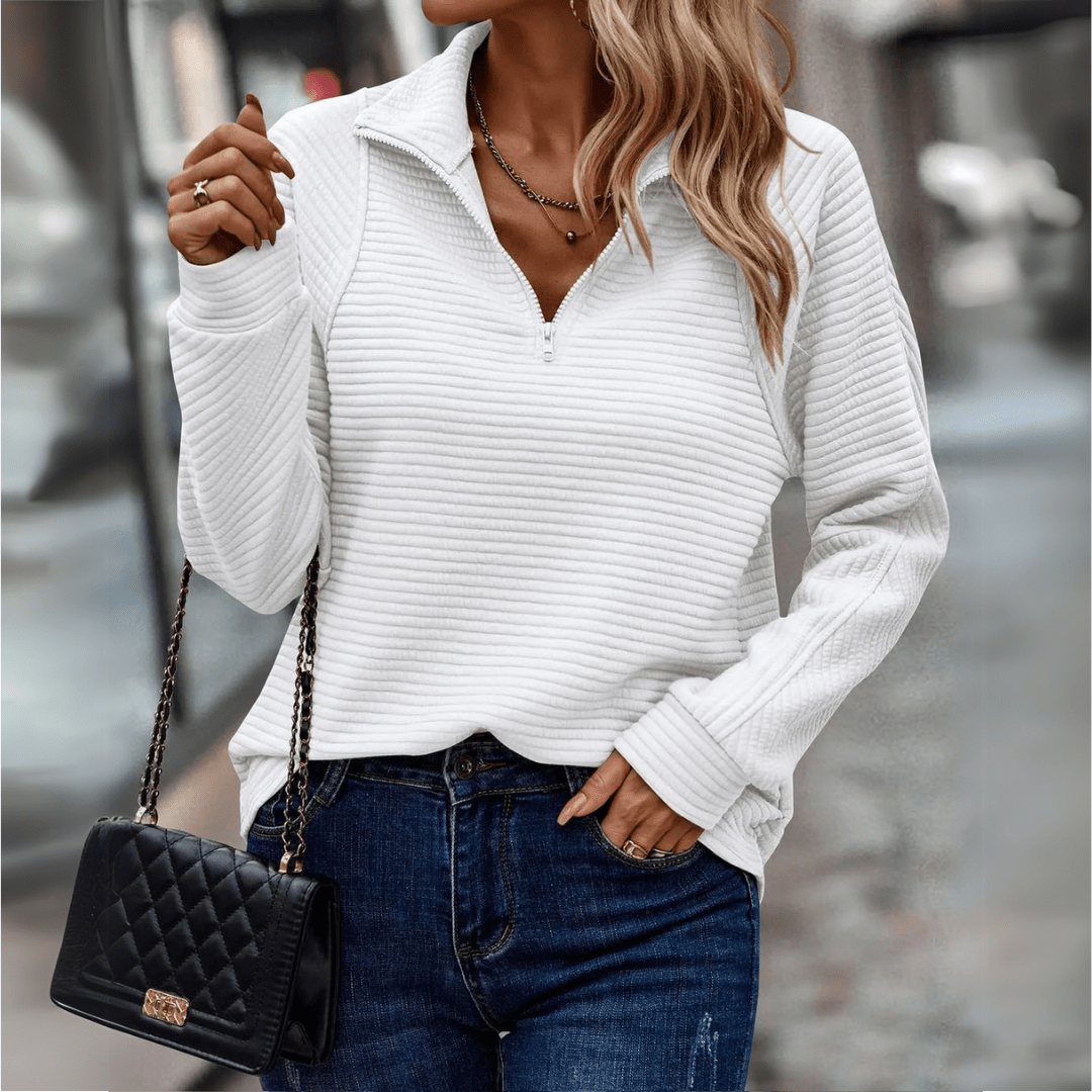 Jenica | Textured Half-Zip Pullover