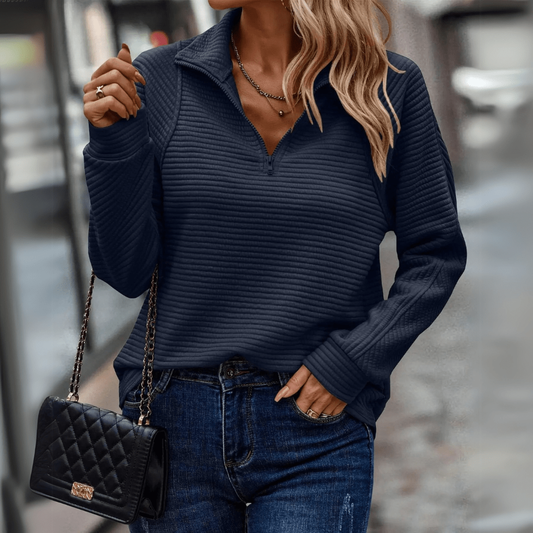 Jenica | Textured Half-Zip Pullover