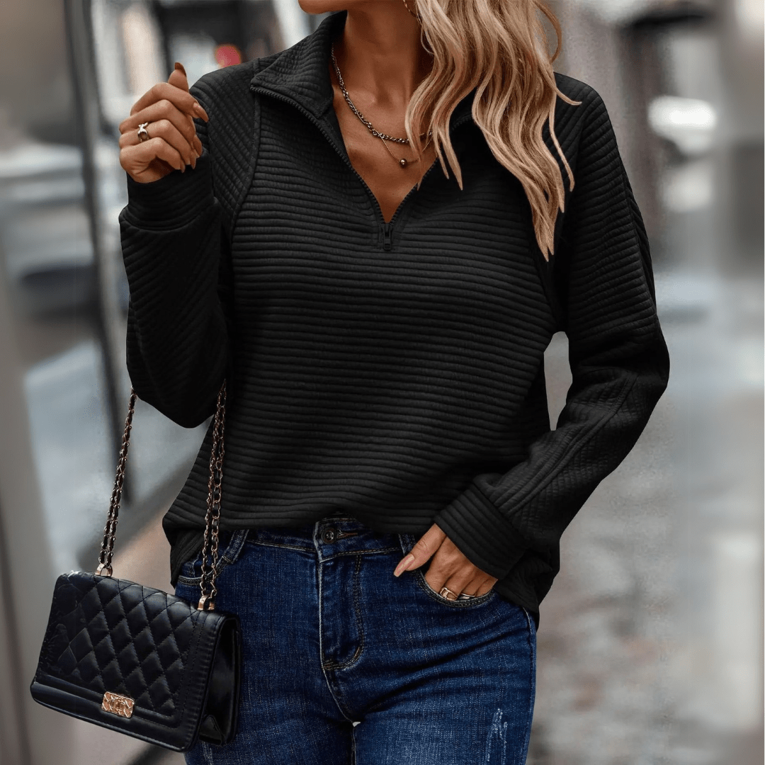 Jenica | Textured Half-Zip Pullover