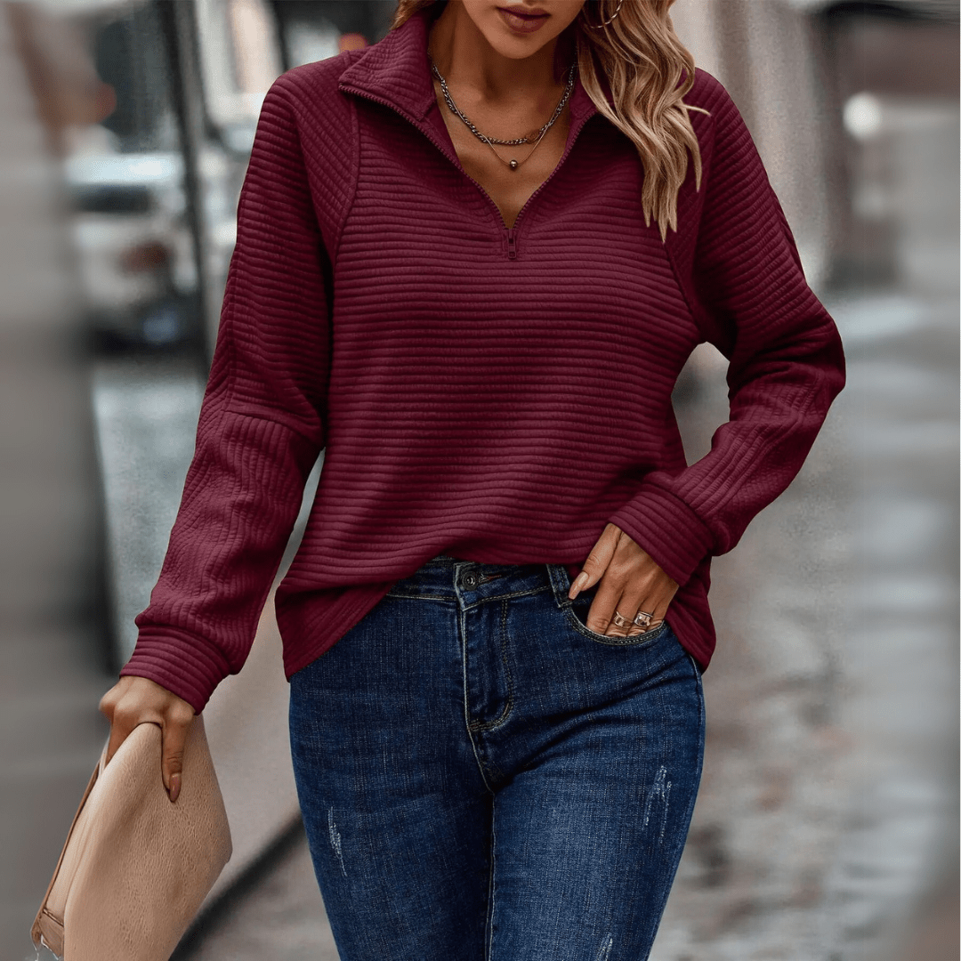 Jenica | Textured Half-Zip Pullover