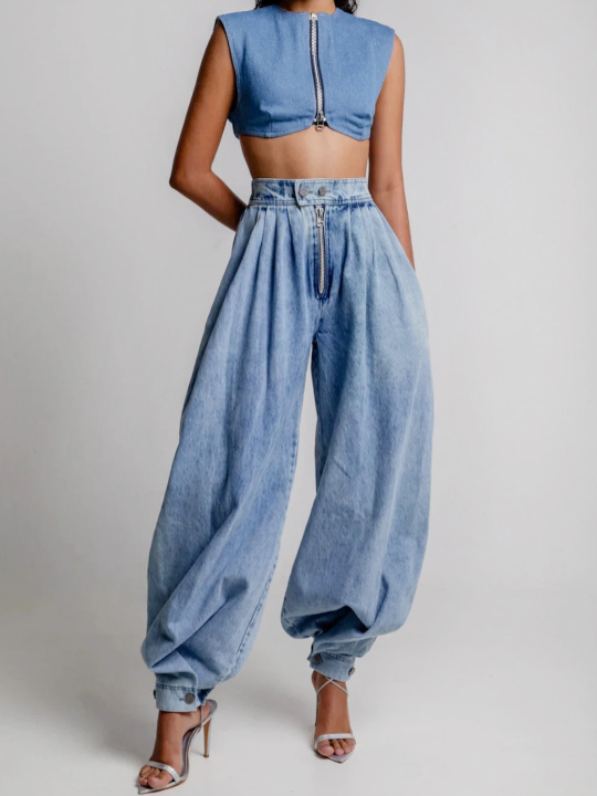 Trina High-Waisted Balloon Jeans – Trendy & Chic