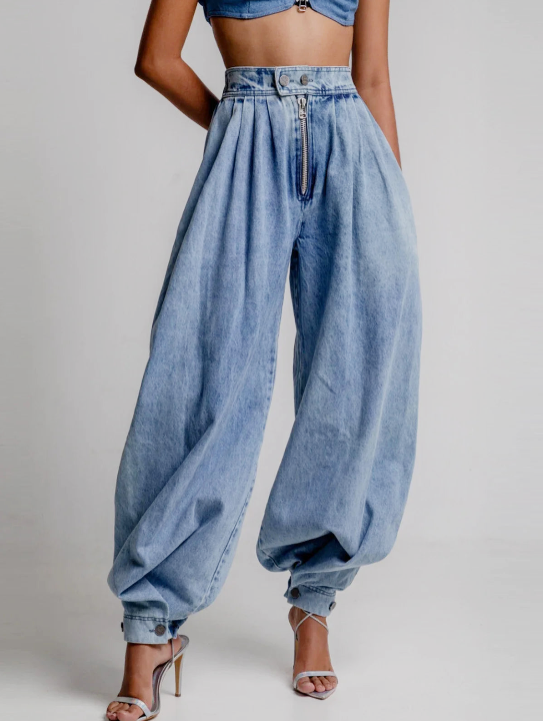Trina High-Waisted Balloon Jeans – Trendy & Chic