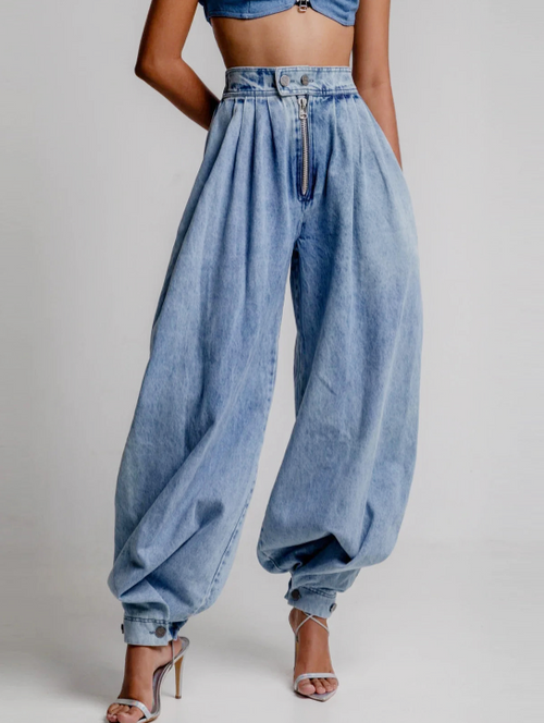 Trina High-Waisted Balloon Jeans – Trendy & Chic