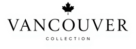 Logo of the Vancouver Collection with a black maple leaf on a white background