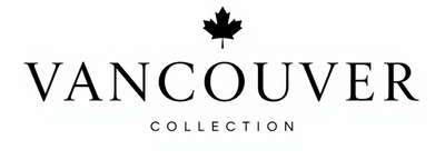 Logo of the Vancouver Collection with a black maple leaf on a white background
