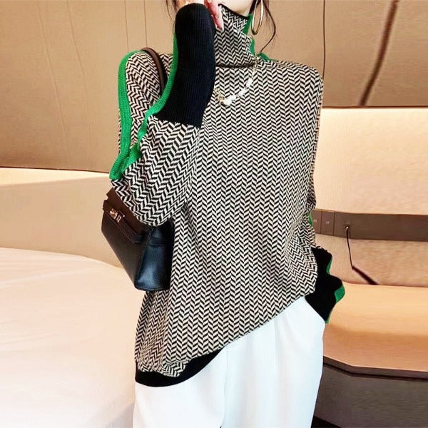 Aubrey | Striped Turtleneck Sweater