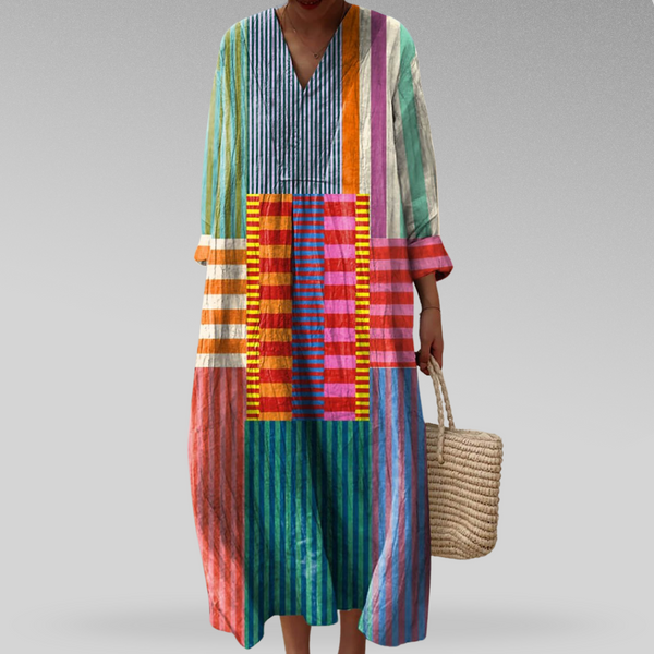 Naelora™ | Colourblock Breeze Maxi Dress – Effortless Elegance