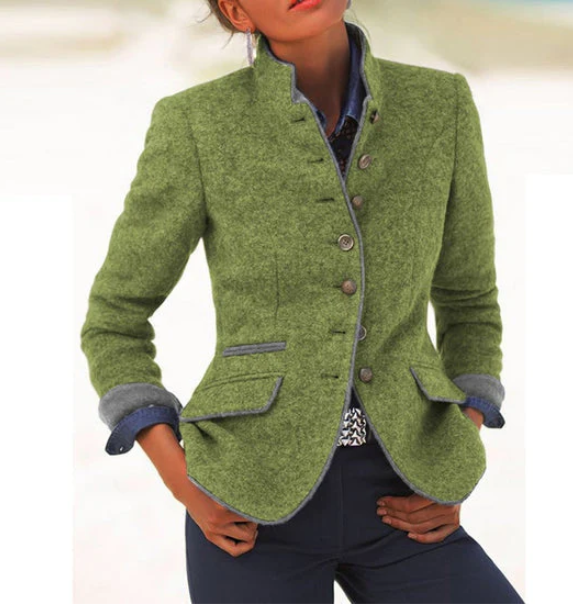 Valeria High-Collar Cardigan – Elegant & Chic
