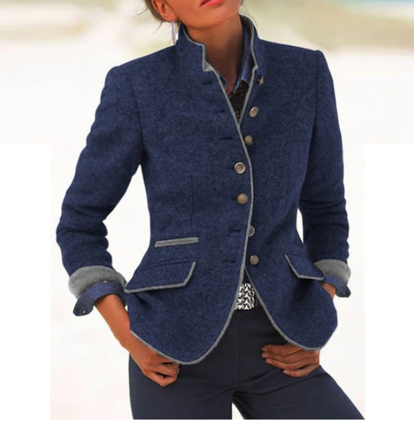 Valeria High-Collar Cardigan – Elegant & Chic