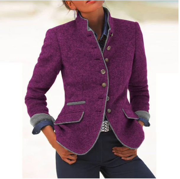 Valeria High-Collar Cardigan – Elegant & Chic