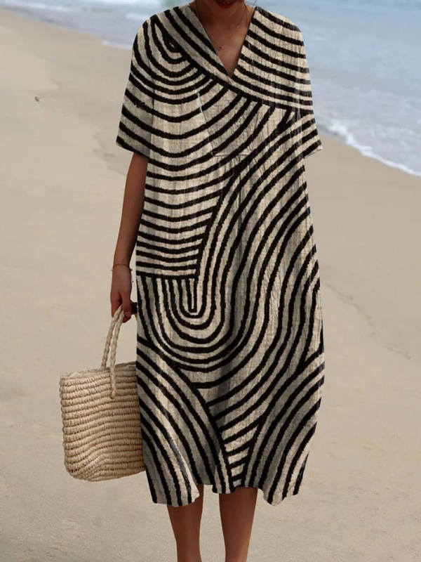Women's Flowy Dress – Geometric Circle Pattern Design