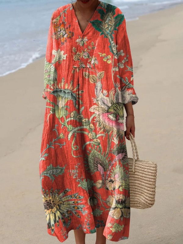 Enchanting Vintage Floral Print Dress for Women – Elegant & Charming