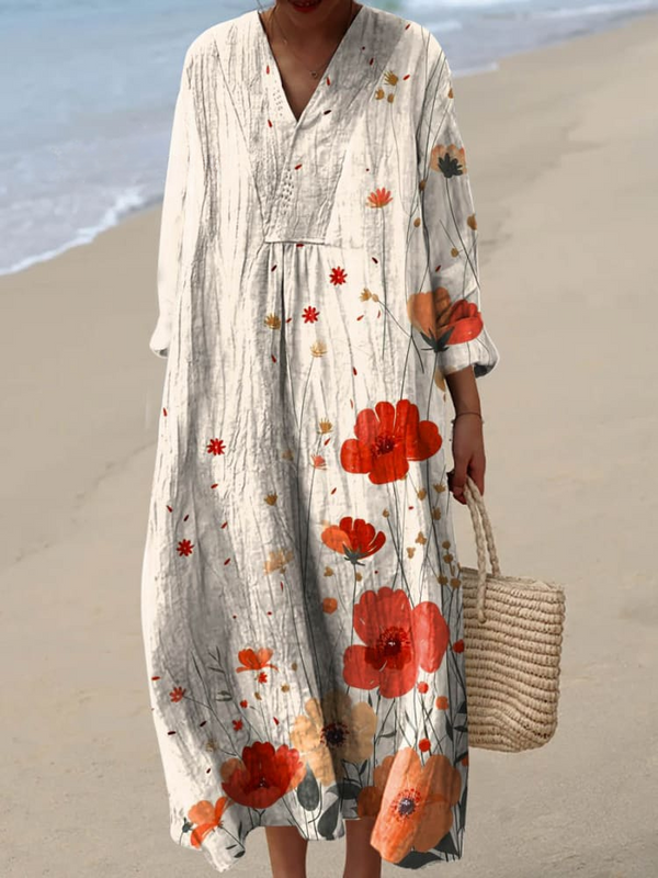 Women's Floral Art Print Dress – Charming & Elegant