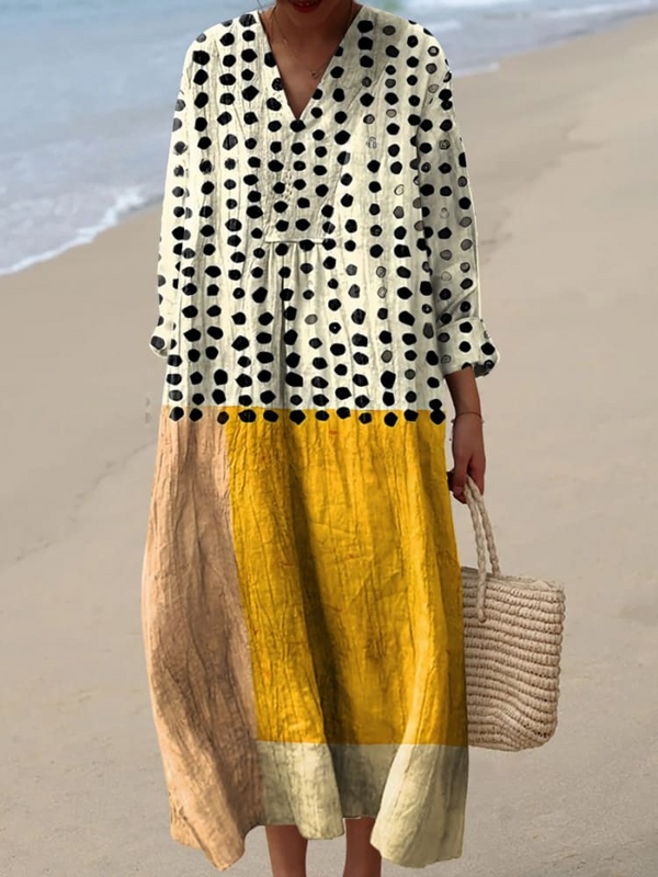 Solvanna™ | Artistic Yellow Flow Dress – Effortlessly Chic