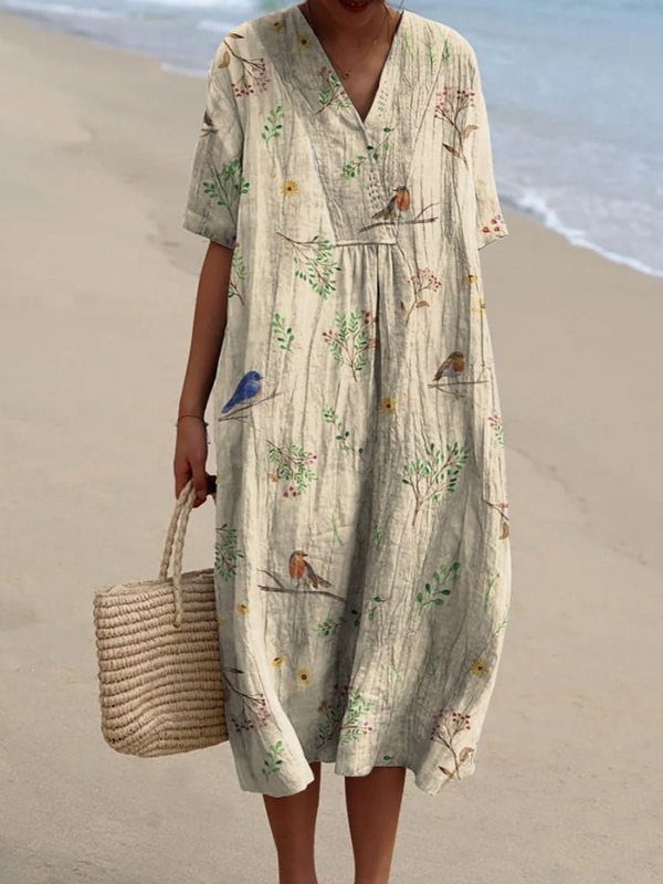 Women's Flowy Dress – Festive Boughs & Robins Design