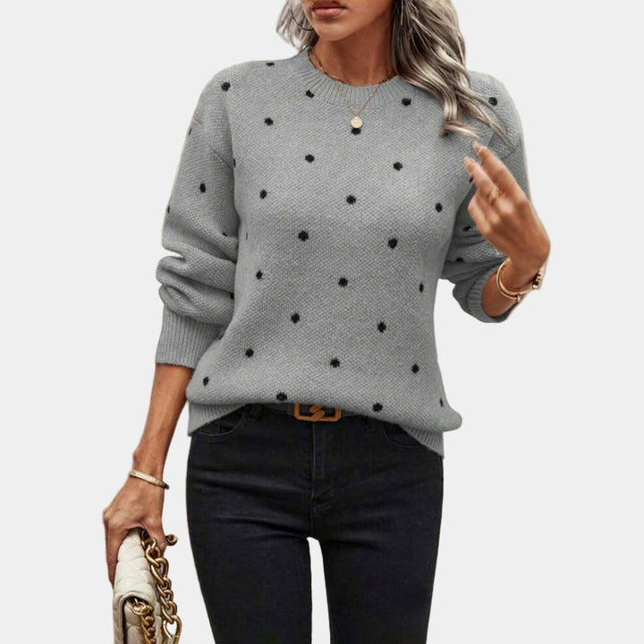 Darielle Polka Dot Knit Sweater – Elegant & Chic