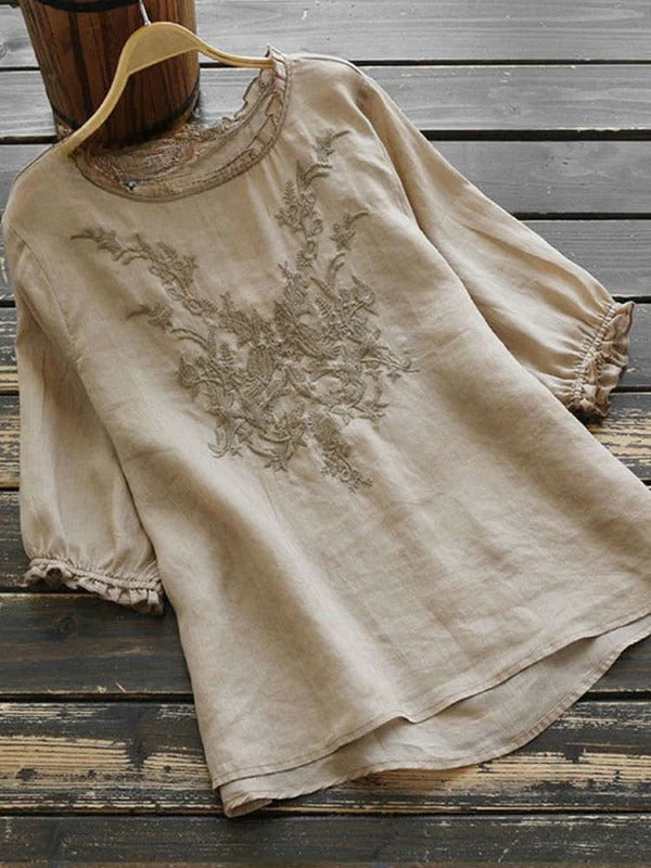 Embrovia™ | Stylish Embroidered Cotton Top – All-Day Comfort