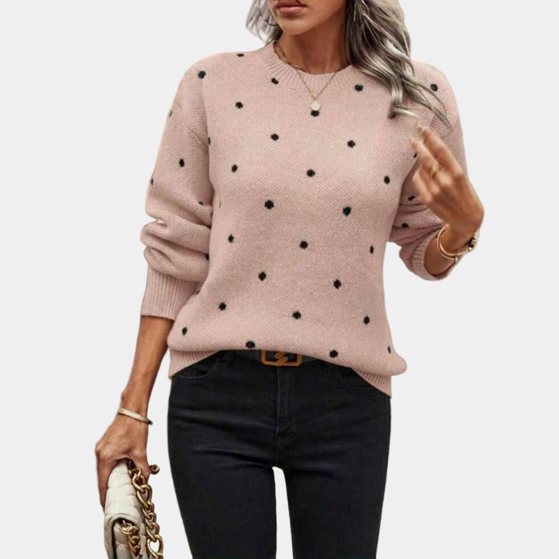 Darielle Polka Dot Knit Sweater – Elegant & Chic