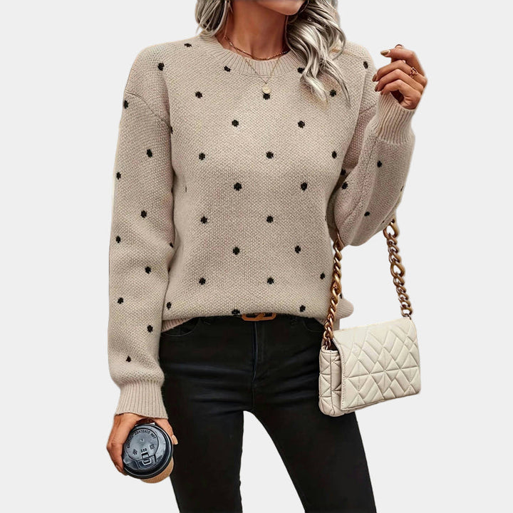 Darielle Polka Dot Knit Sweater – Elegant & Chic