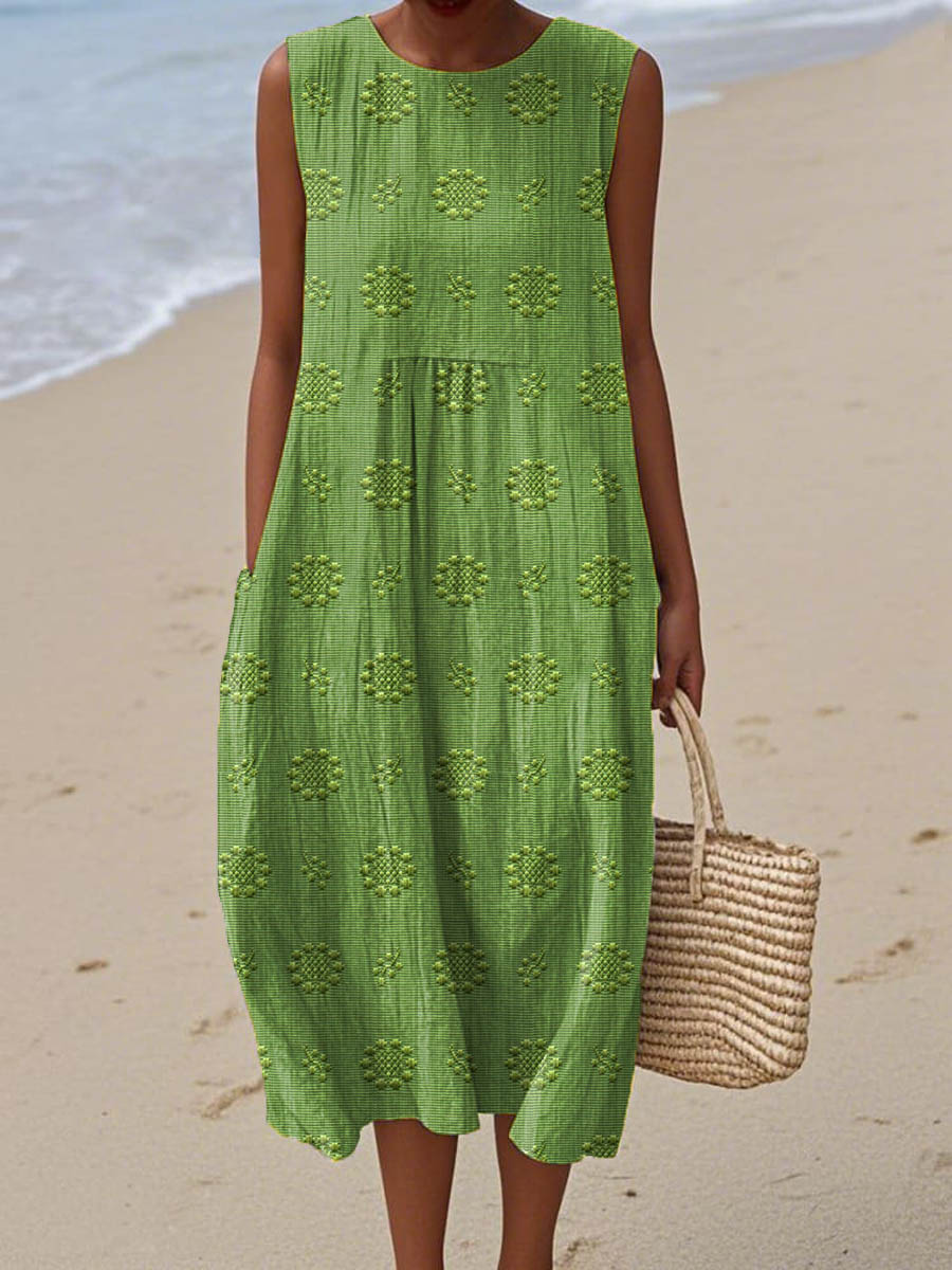 AIZA | COMFORTABLE SLEEVELESS POCKET DRESS