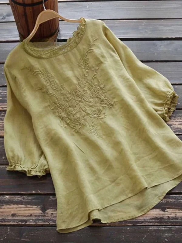 Embrovia™ | Stylish Embroidered Cotton Top – All-Day Comfort