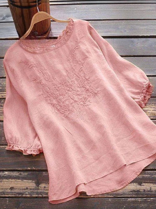 Embrovia™ | Stylish Embroidered Cotton Top – All-Day Comfort
